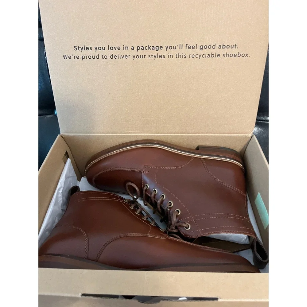 J.Crew  Leather Lace-Up Boots Copper Tan Moc Toe Boots NWT